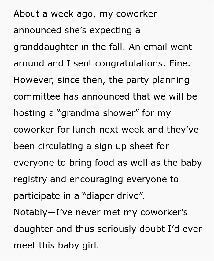 &ldquo;I Feel Like I Am Right&rdquo;: Woman Asks If She&rsquo;s A Jerk To Boycott &ldquo;Grandma Shower&rdquo; At Work