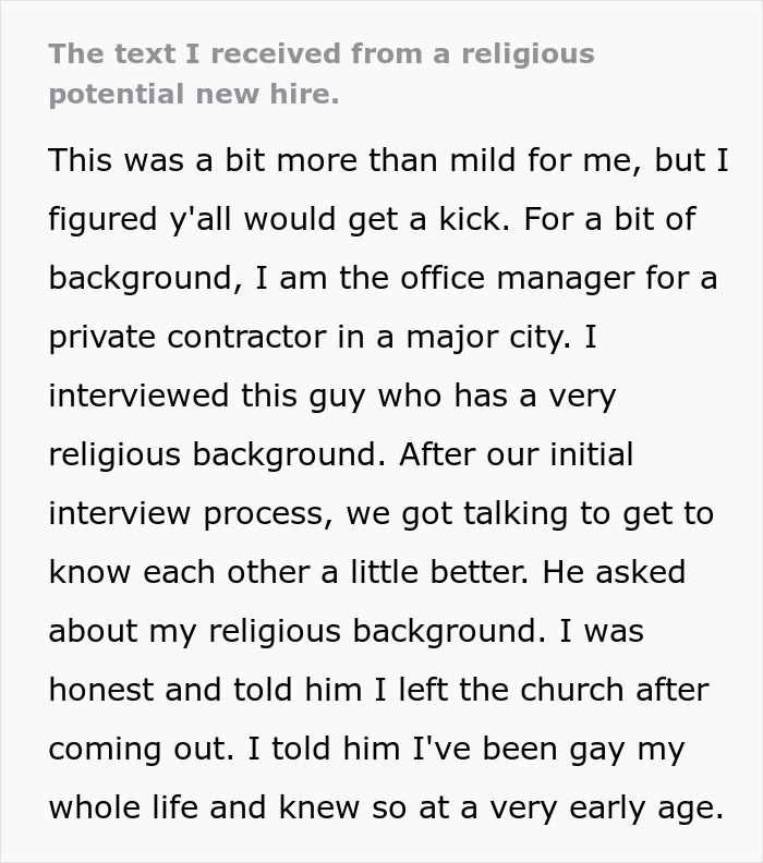 Man Starts Pushing His Beliefs On His Office Manager By Text After Learning They&rsquo;re Gay