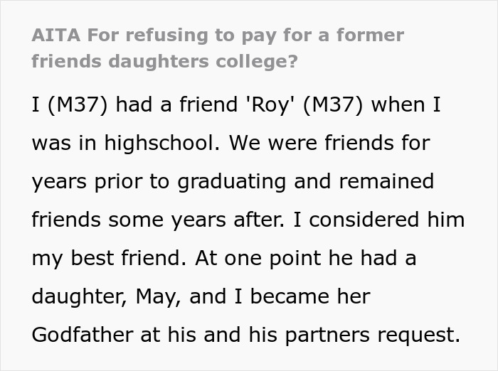 Guy Betrays Close Friend, 10 Years Later Asks Him To Pay For Kid's College Shamelessly, He Refuses Guy Betrays Close Friend, 10 Years Later Asks Him To Pay For Kid's College Shamelessly, He Refuses