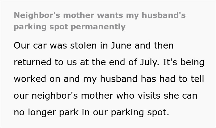 Neighbor&rsquo;s Mom Feels Entitled To Parking Spot, Homeowner Prepares For Showdown