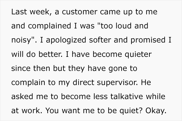 “You Want Me To Be Quiet? Okay”: Forced Silence Leads To Chaos In Malicious Compliance “You Want Me To Be Quiet? Okay”: Forced Silence Leads To Chaos In Malicious Compliance