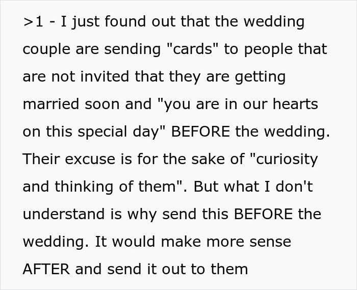 Couple&rsquo;s Bizarre Requests And Inappropriate Pre-Wedding Cards Upset Family And Guests