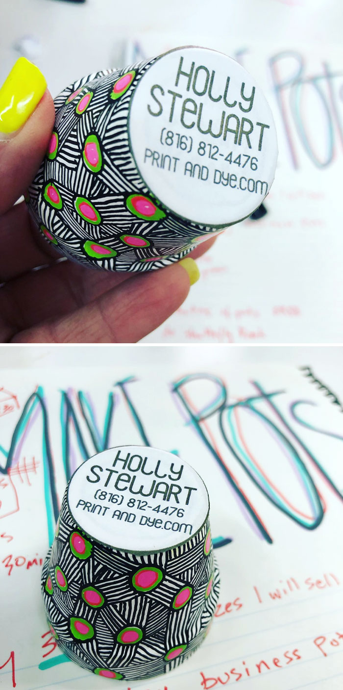 My First Tiny Business Cards, Business Pots, Advertising Pots. Making My Own Stickers And Ad Materials