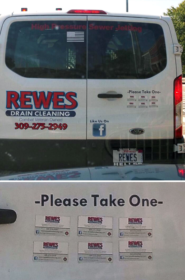 This Van Has Magnetic Business Cards That You Are Welcome To Have