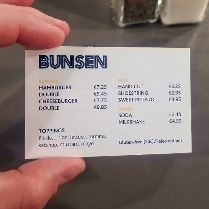 Dublin Restaurant's Business Card Is Their Menu