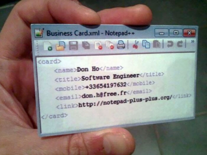 Don Ho Notepad++ Creator's Business Card