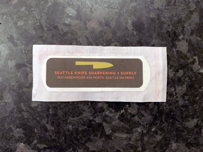 This Knife Sharpening Company Has A Band-Aid As Its Business Card