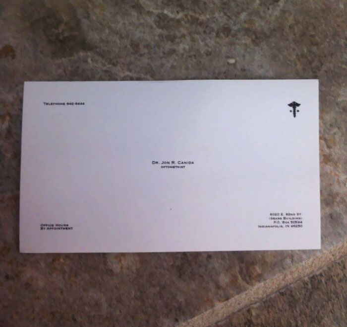 Optometrist's Business Card. I Am Struggling To See What He Did There