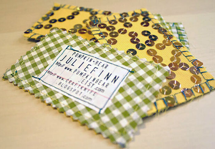 Recycled Paper And Scrap Fabric Business Cards