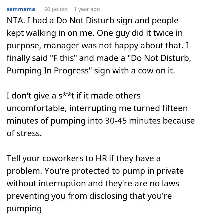 Mom Finds A Way To Keep Coworkers From Disturbing Her While She Pumps, Makes Them Uncomfortable