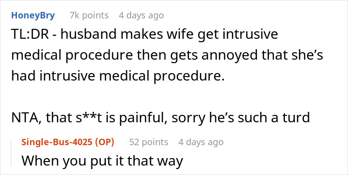 “AITAH For Being Mad At My Husband For His Behavior After I Got An IUD Inserted?”: Woman Gets A Wake-Up Call “AITAH For Being Mad At My Husband For His Behavior After I Got An IUD Inserted?”: Woman Gets A Wake-Up Call