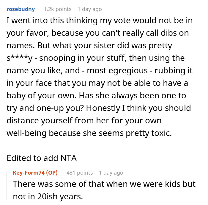 &ldquo;AITA For Leaving The Hospital After My Sister Gave Birth And Announced The Name Of Her Baby?&rdquo;