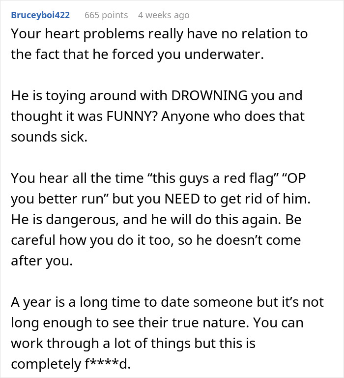 BF Holds His Partner Underwater, Is Surprised She Is Shaken And Upset BF Holds His Partner Underwater, Is Surprised She Is Shaken And Upset