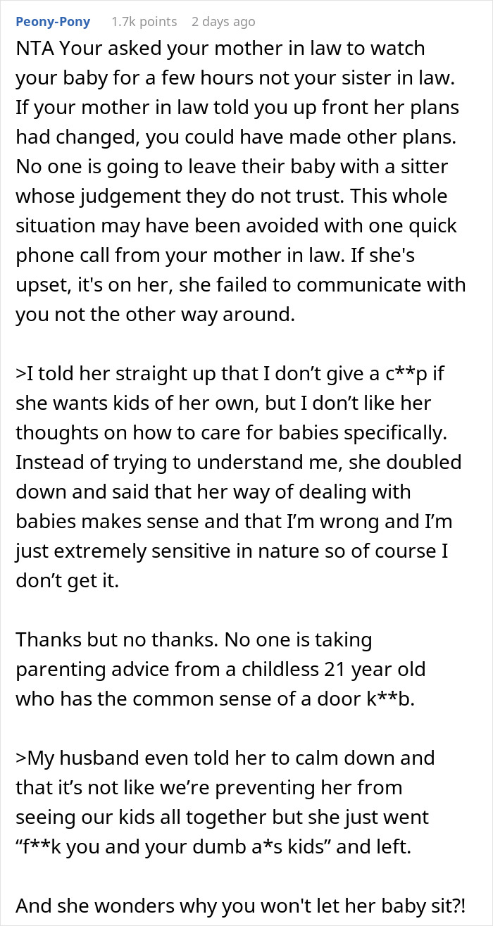 &ldquo;She Thinks They Cry For No Reason&rdquo;: SIL Gets A Reality Check When Mom Refuses To Let Her Babysit