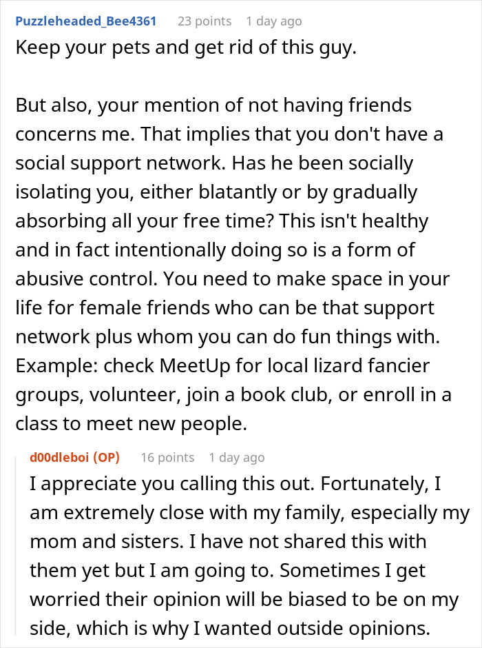 BF Expects GF To Give Away Her Pets To Move In With Him, She Considers Ending The Relationship BF Expects GF To Give Away Her Pets To Move In With Him, She Considers Ending The Relationship