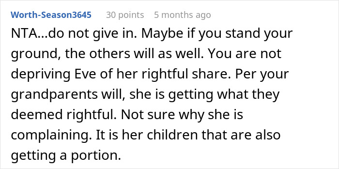 Woman Feels Entitled To Family’s Life-Changing Inheritance Just Because She Has 5 Kids, Gets A Reality Check Woman Feels Entitled To Family’s Life-Changing Inheritance Just Because She Has 5 Kids, Gets A Reality Check