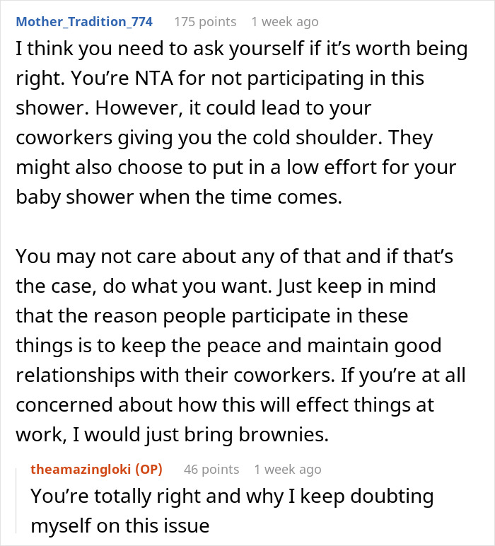 &ldquo;I Feel Like I Am Right&rdquo;: Woman Asks If She&rsquo;s A Jerk To Boycott &ldquo;Grandma Shower&rdquo; At Work