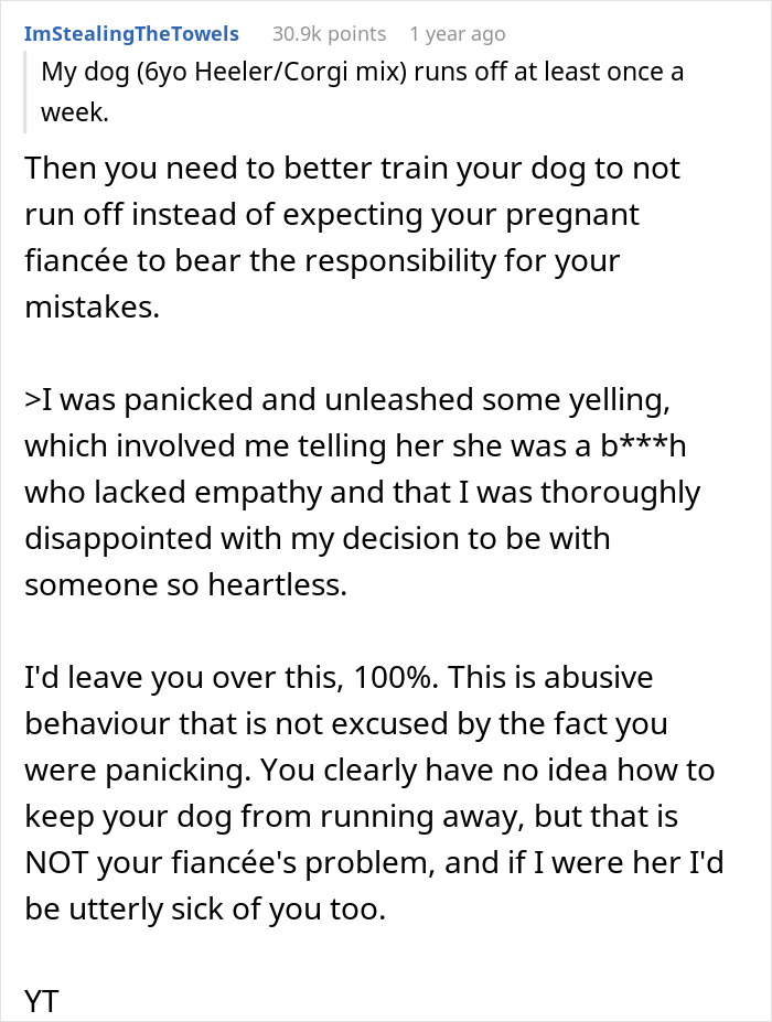 Guy Screams At Pregnant Fiancée For Refusing To Help Him Find Dog That Escapes Once A Week Guy Screams At Pregnant Fiancée For Refusing To Help Him Find Dog That Escapes Once A Week