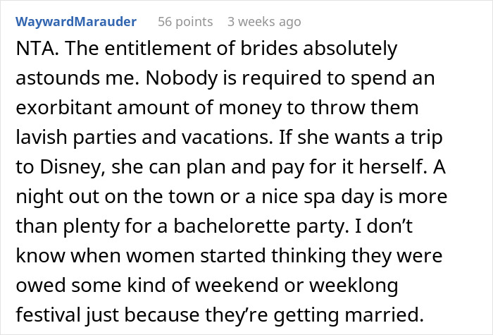 Bride Wants A 3-Day Destination Bachelorette Party At Disney, Loses It When MOH Backs Out Bride Wants A 3-Day Destination Bachelorette Party At Disney, Loses It When MOH Backs Out