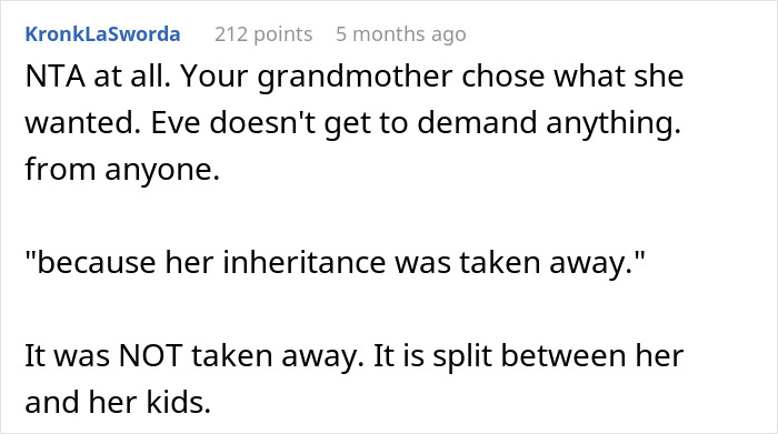 Woman Feels Entitled To Family’s Life-Changing Inheritance Just Because She Has 5 Kids, Gets A Reality Check Woman Feels Entitled To Family’s Life-Changing Inheritance Just Because She Has 5 Kids, Gets A Reality Check