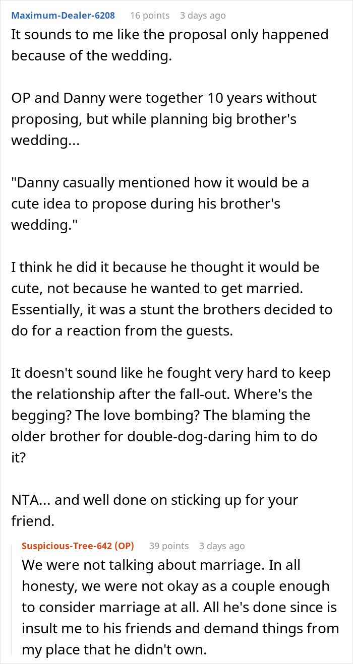 Two Relationships Come To An End After Proposal At Brother’s Wedding Didn’t Go As Planned Two Relationships Come To An End After Proposal At Brother’s Wedding Didn’t Go As Planned