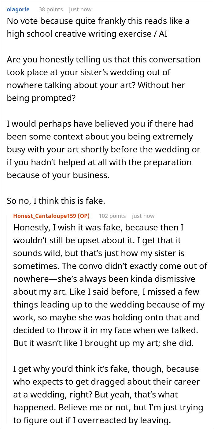 Bride Insults Sis At The Wedding, Says Her Job Is A “Little Hobby”, Livid When She Leaves The Event Bride Insults Sis At The Wedding, Says Her Job Is A “Little Hobby”, Livid When She Leaves The Event