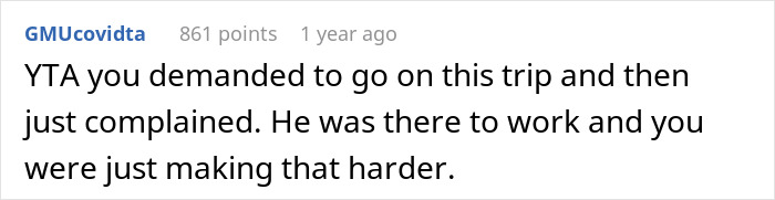 Netizens Call Out Nagging Wife Who Forced Hubby To Take Her Along On Work Trip And Ruined It