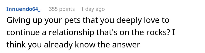 BF Expects GF To Give Away Her Pets To Move In With Him, She Considers Ending The Relationship BF Expects GF To Give Away Her Pets To Move In With Him, She Considers Ending The Relationship