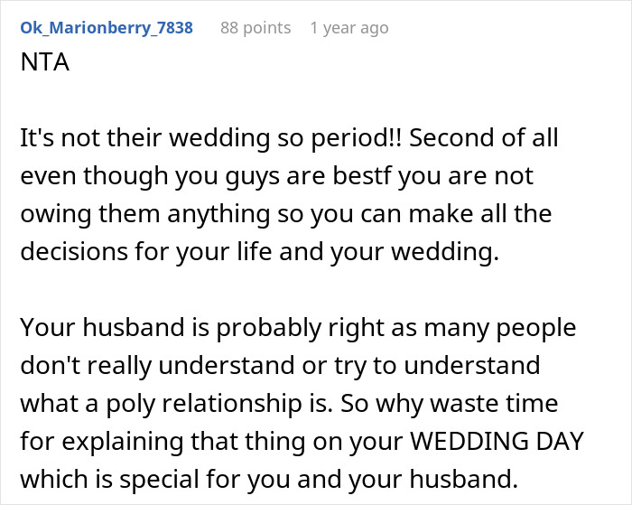 Man Rejects Bride&rsquo;s BFF&rsquo;s Polyamorous Partners To Prevent Family Backlash, Receives An Ultimatum