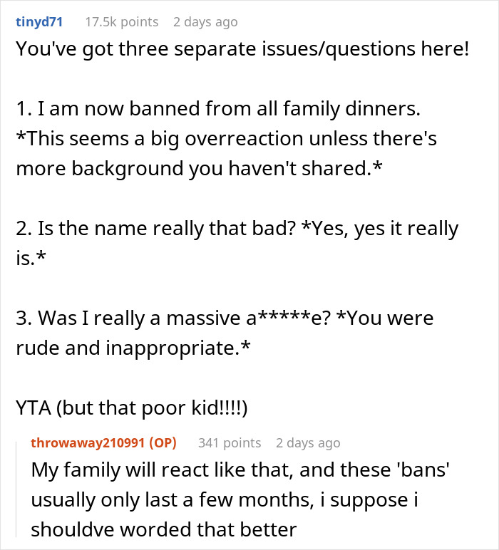 Woman Bursts Out Laughing At Name Sister Picked For Her Kid, Gets Banned From &ldquo;All Family Dinners&rdquo; 