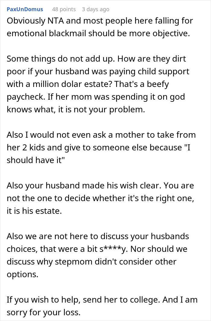 Woman Refuses To Give Her 'Stepdaughter' A Cut Of The Inheritance, Asks The Net For A Verdict