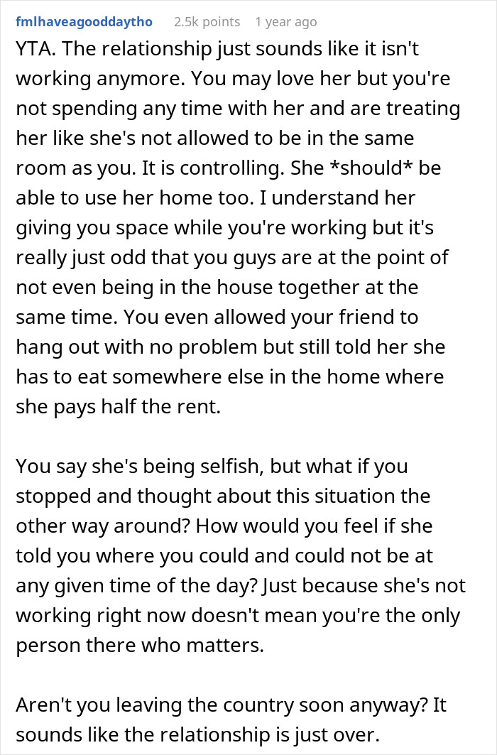 Man Doesn’t Understand Why GF Is Upset He Wants Her Out Of The House, Gets A Reality Check Man Doesn’t Understand Why GF Is Upset He Wants Her Out Of The House, Gets A Reality Check