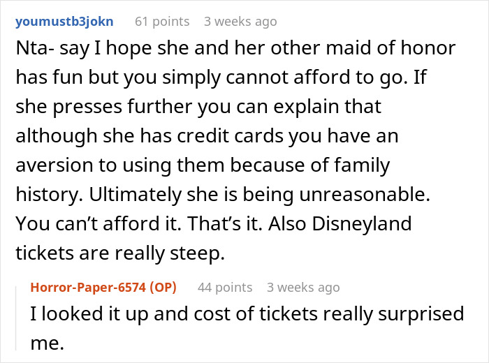 Bride Wants A 3-Day Destination Bachelorette Party At Disney, Loses It When MOH Backs Out Bride Wants A 3-Day Destination Bachelorette Party At Disney, Loses It When MOH Backs Out