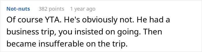 Netizens Call Out Nagging Wife Who Forced Hubby To Take Her Along On Work Trip And Ruined It