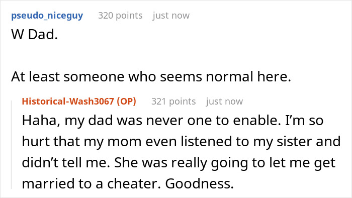 Woman&rsquo;s Affair With Her Sister&rsquo;s Fianc&eacute; Exposed By Dad, Bride Cuts Ties When She Finds Out Mom Knew