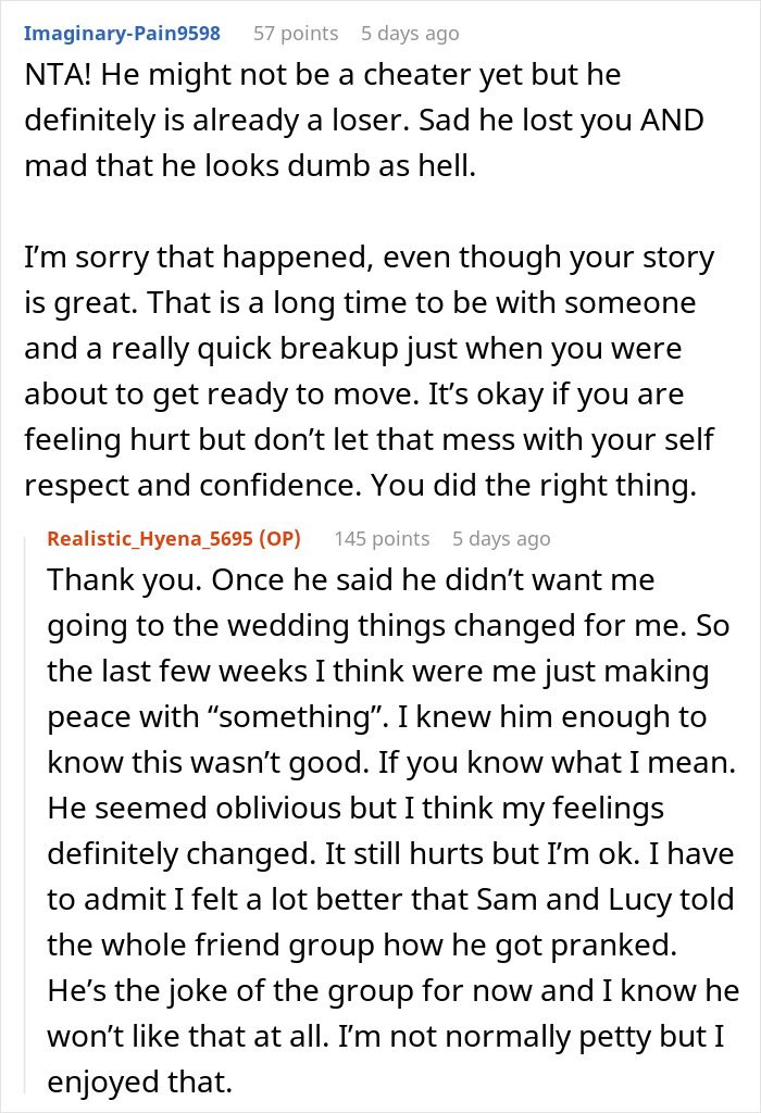 Guy Plans On Cheating With Ex During Family Wedding, Doesn't Bring His GF, Gets A Surprise