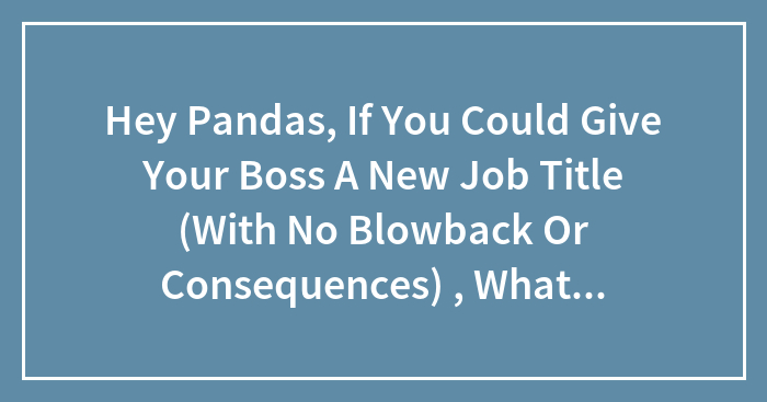 Hey Pandas, If You Could Give Your Boss A New Job Title (With No Blowback Or Consequences), What Would It Be?
