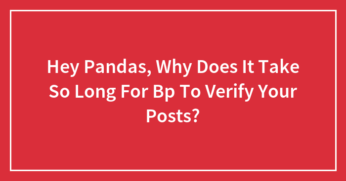 Hey Pandas, Why Does It Take So Long For Bp To Verify Your Posts?