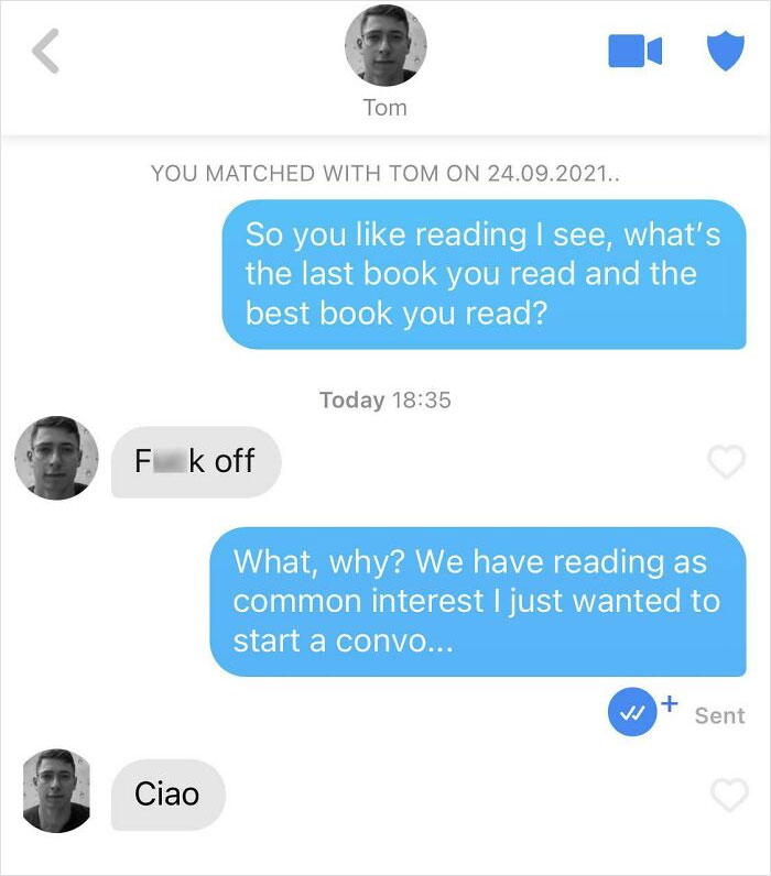 He Had Reading As An Interest In His Bio...a Common One