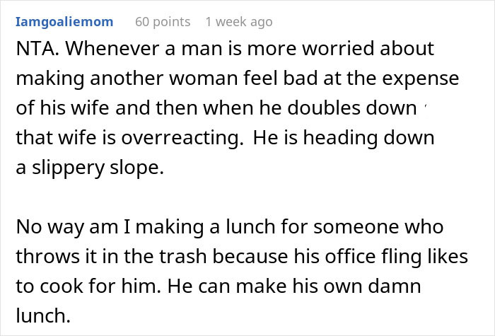 Husband’s “Work Wife” Wins Over His Stomach, So His Actual Wife Stops Making Him Lunches Husband’s “Work Wife” Wins Over His Stomach, So His Actual Wife Stops Making Him Lunches