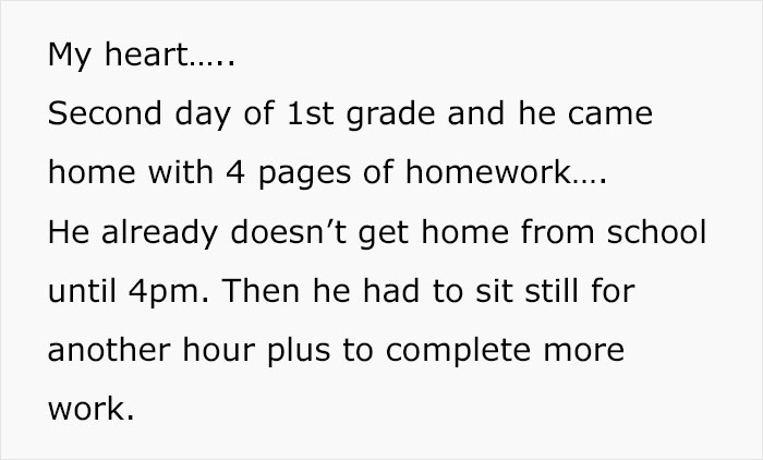Woman Is Heartbroken After Her 1st Grader Son Spends Hours On Homework On His 2nd Day Of School