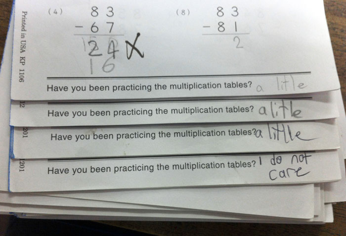 Was Marking A Kid's Homework And Saw The Progression Of His Studies