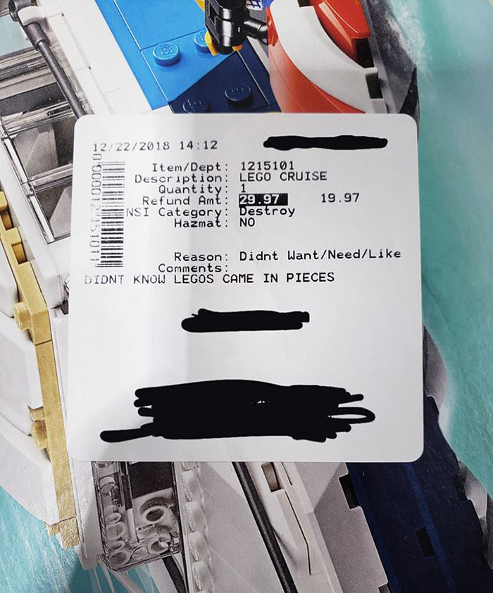 Someone Returned A LEGO Set Because They Didn't Know LEGOS Came In Pieces