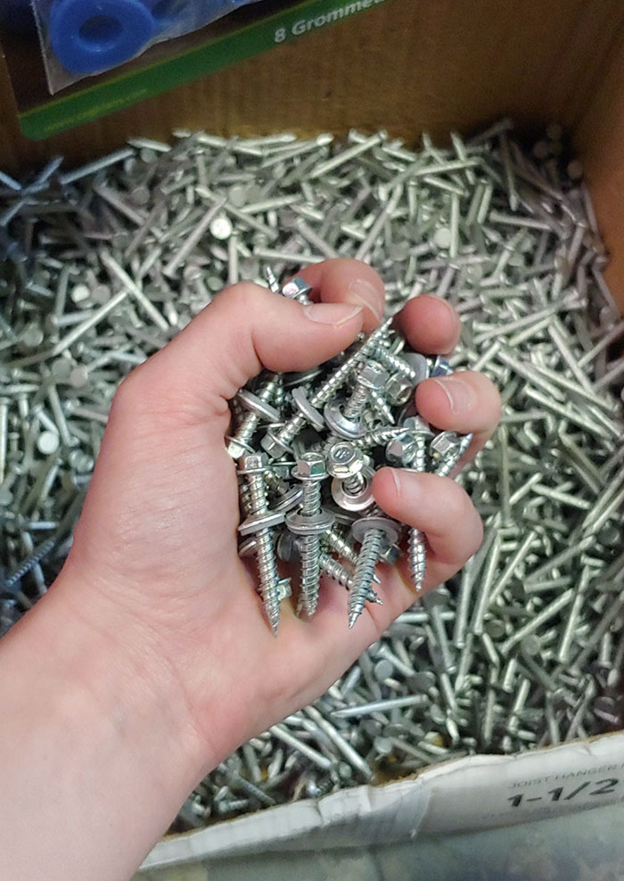 Customer Accidentally Dropped A Pound Of Screws Into A Box Of Nails