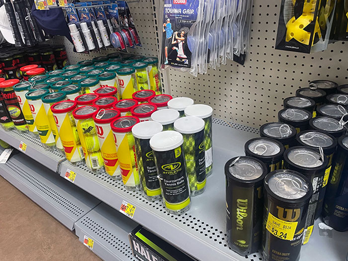 Someone Cracked Open Most Of The Tennis Balls At The Store