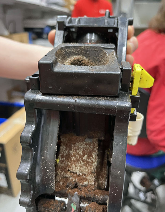 An Angry Client Came Into The Store, Claiming That We Didn’t Do A Proper Repair On Their Fully Automatic Coffee Machine 2 Months Ago. This Is What The Inside Looked Like