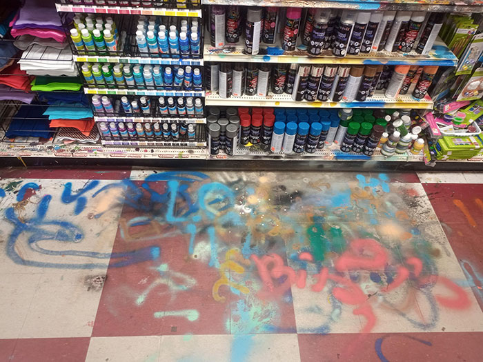 Customers Spraypaint Testing On The Floor