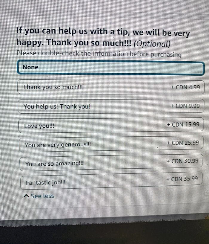 Amazon Sellers Asking For Tips