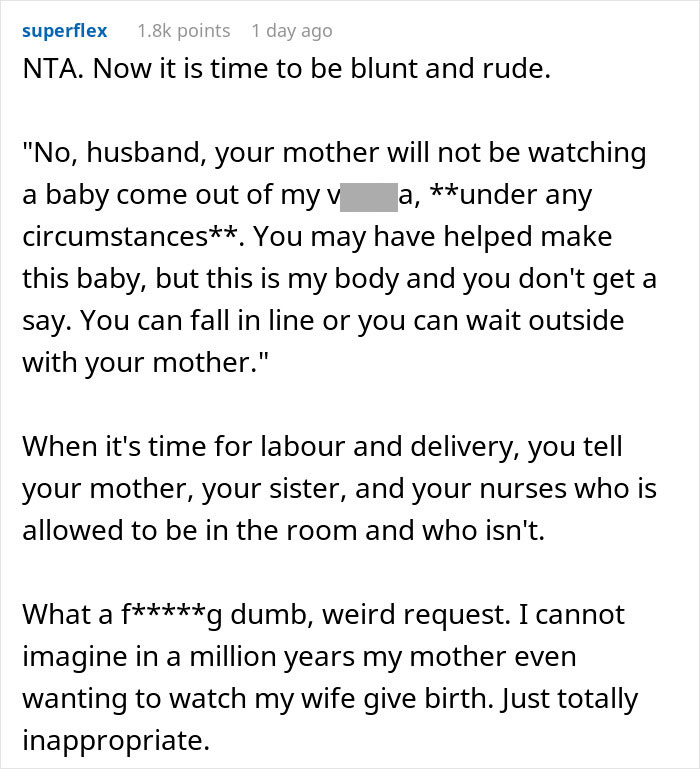 Man Explodes At Pregnant Wife After She Says Her Toxic MIL Won&rsquo;t Be Allowed In The Delivery Room