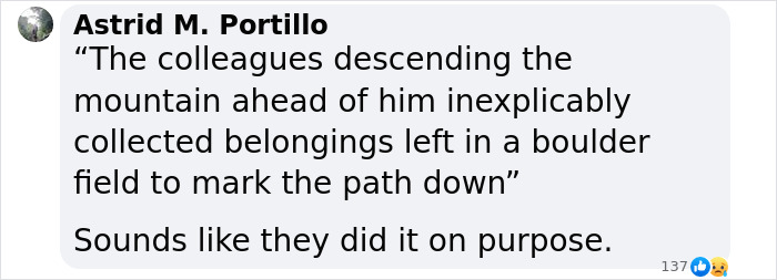 Man Left On Stormy Mountain By Coworkers During Retreat, And Internet Suspects Foul Play Man Left On Stormy Mountain By Coworkers During Retreat, And Internet Suspects Foul Play